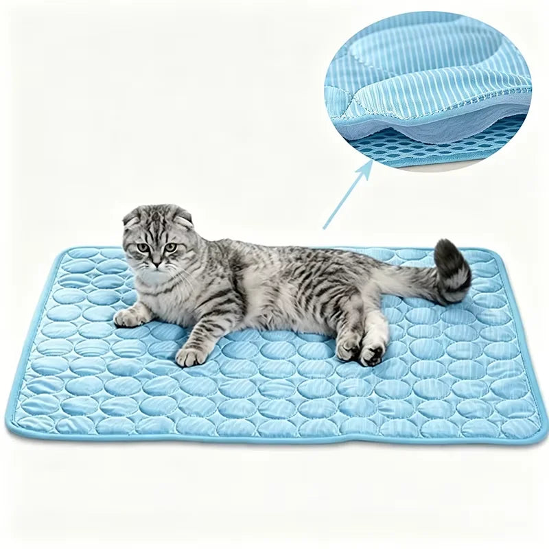 Ice Silk Pet Cooling Mat anti Slip Breathable Washable Summer Cool Pad Heat Dissipation Sleeping Mat for Dogs Cats Kennel Use