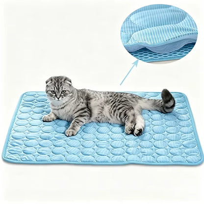 Ice Silk Pet Cooling Mat anti Slip Breathable Washable Summer Cool Pad Heat Dissipation Sleeping Mat for Dogs Cats Kennel Use