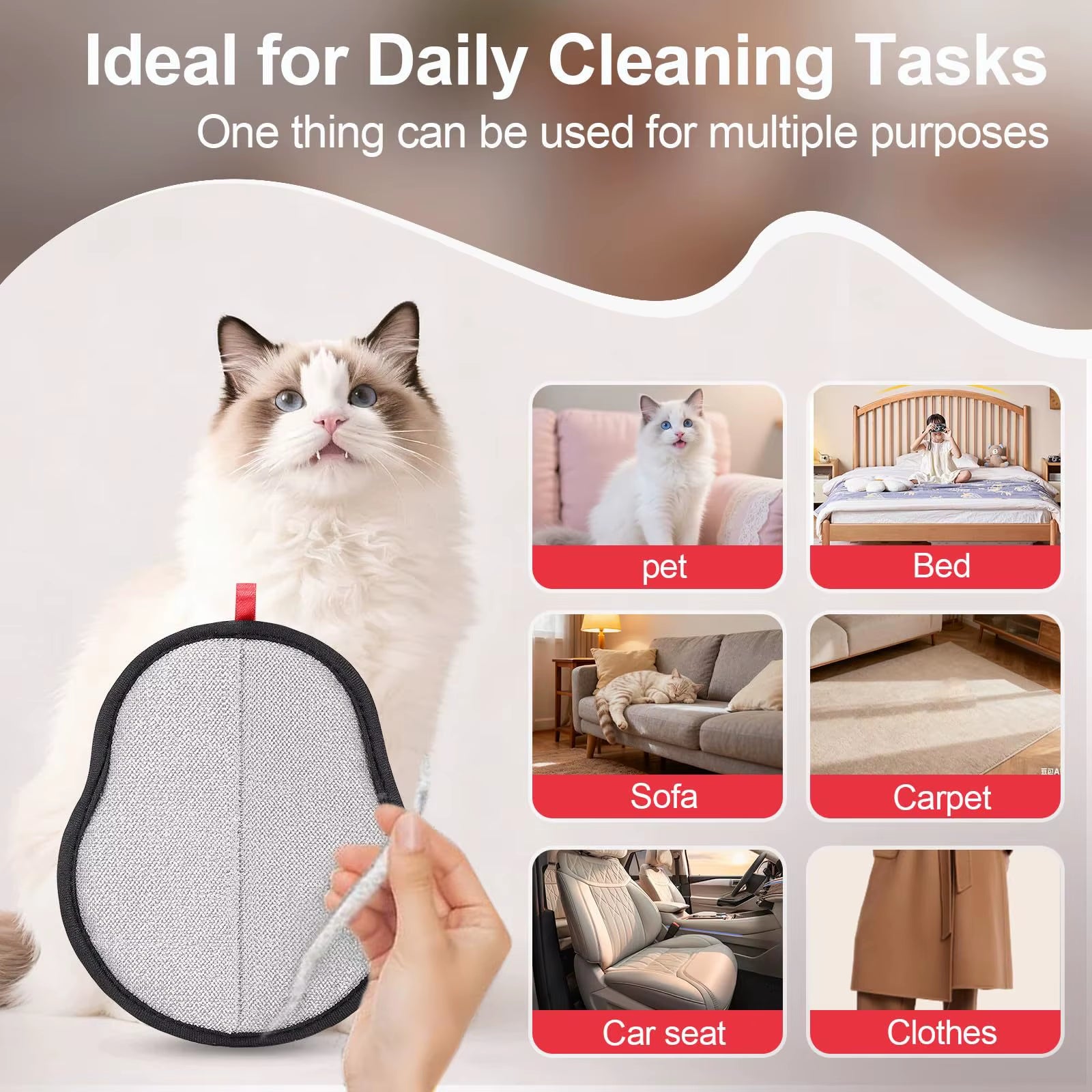 Custom Logo Upgraded Five Finger Pet Hair Removal Mitt Reusable Fur Lint Cleaner for Sofa Couch Car Pet Dog Cat Hair